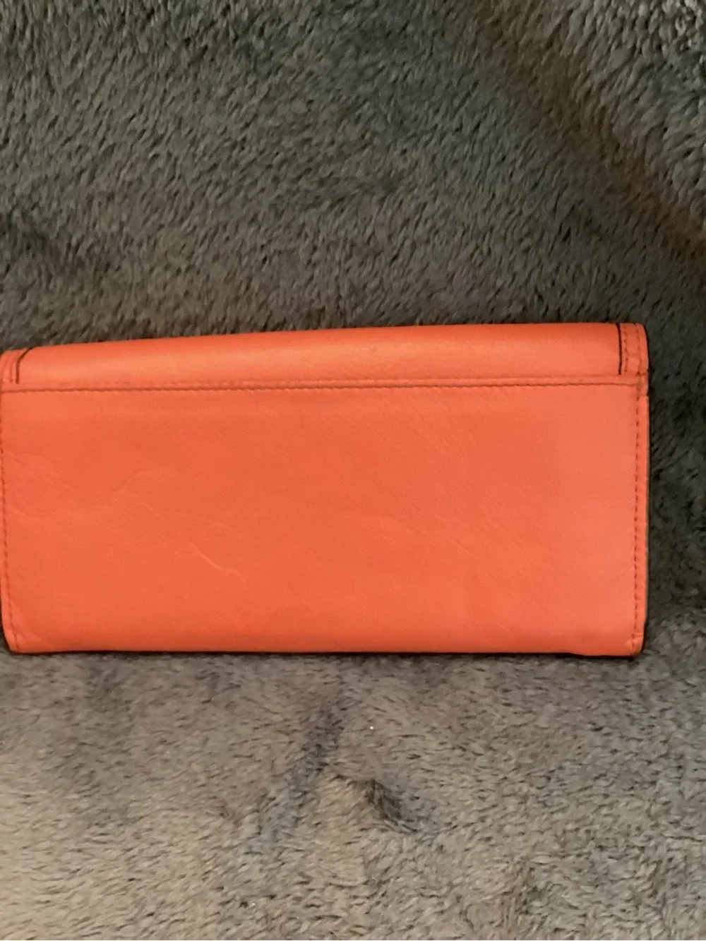 COACH Salmon Colored Vintage Leather Flap Wallet with Signature Buckle